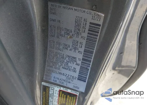 2024 Nissan Frontier King Cab S 4X2 z USA, uszkodzony, nr VIN 1N6ED1CL2RN622702